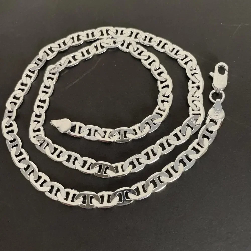 22" Mariner Link Necklace and 8" Bracelet Combo Stamped 925 Sterling Silver - Picture 1 of 7